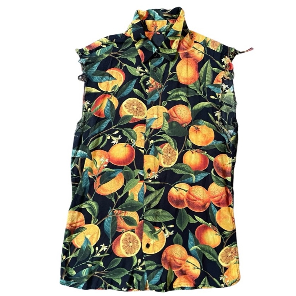 Sleeveless H&M tangerine button up